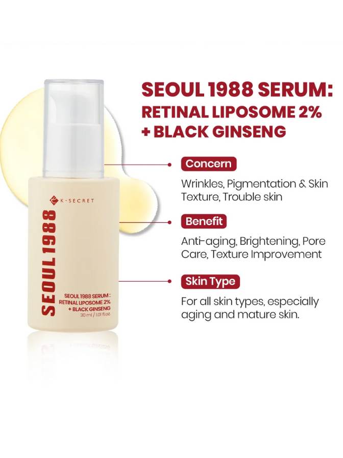 SEoul 1988 Serum bottle with product details on a white background