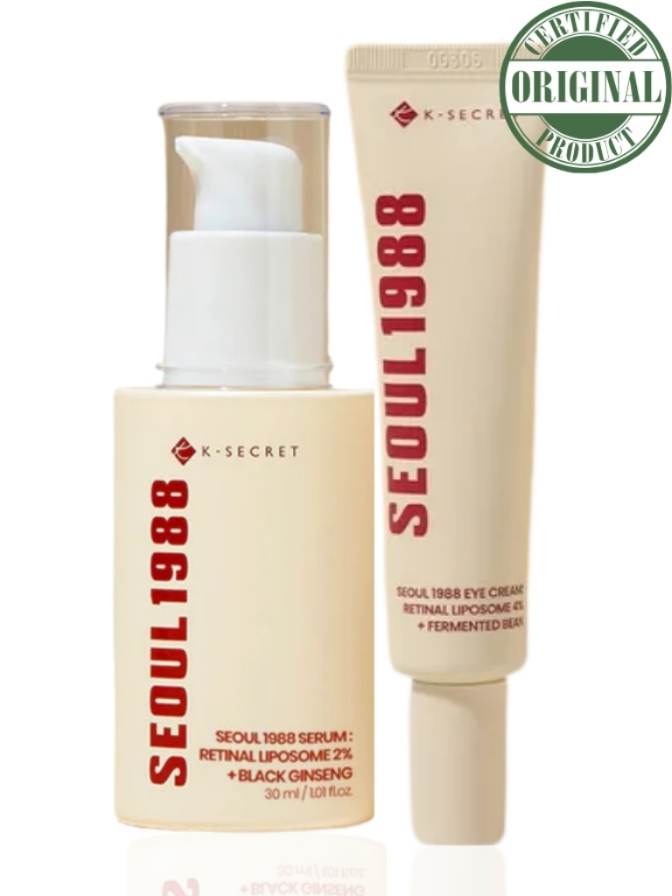 Two skincare products from K-Secret with 'Seoul 1988' branding on a white background.
