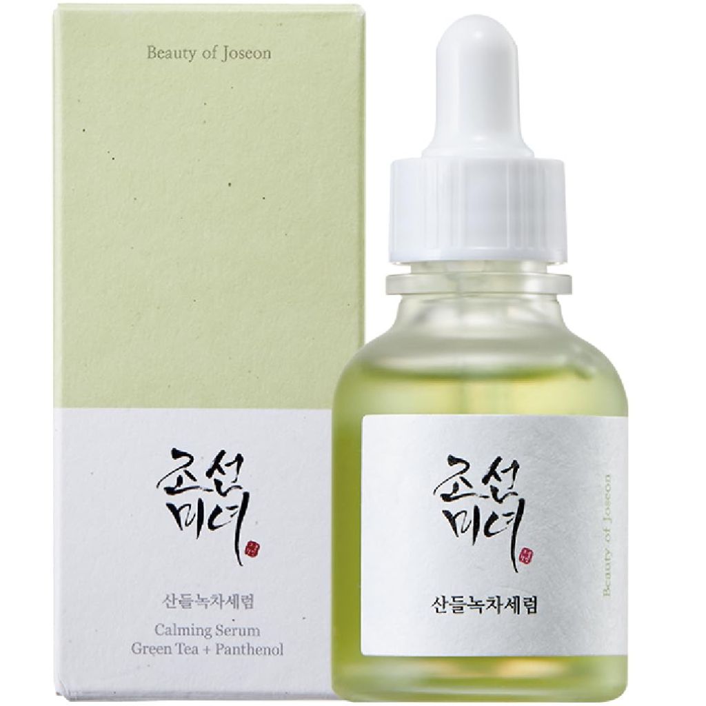 Beauty of Joseon Calming Serum with dropper and packaging on a white background