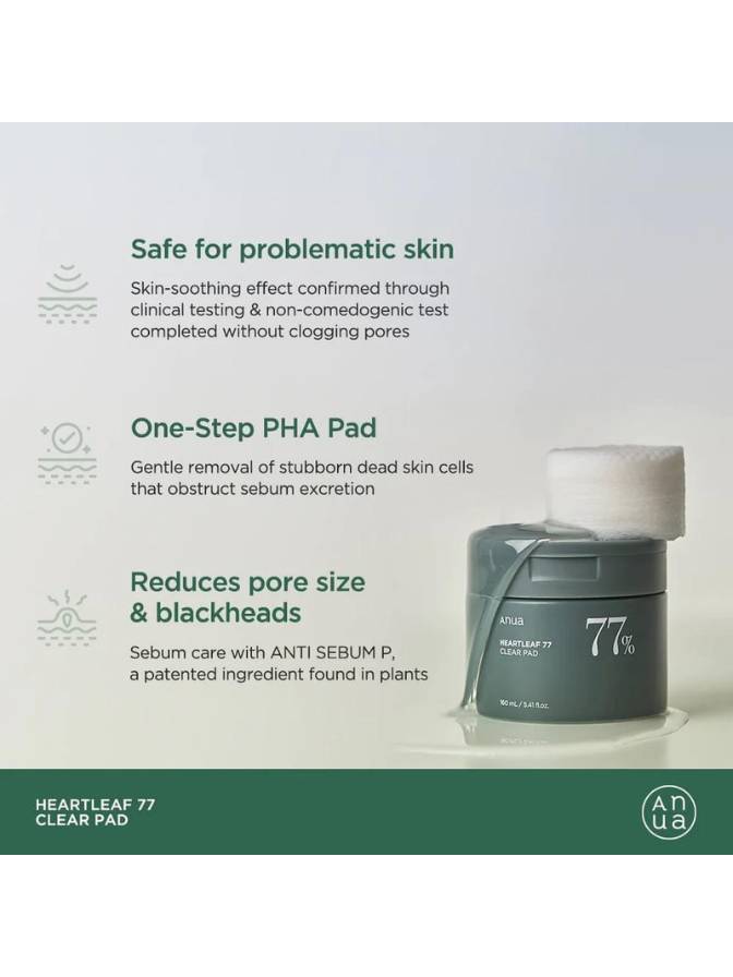 Skincare product with text highlighting its benefits on a white background