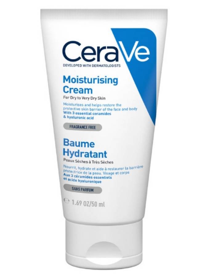 CeraVe moisturizing cream tube on a white background