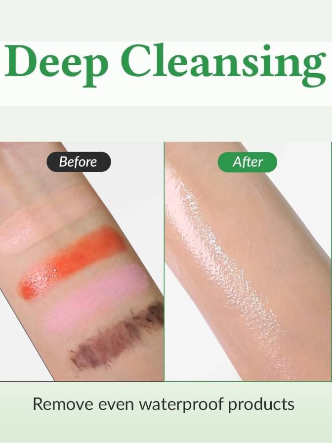 Before and after deep cleansing with a focus on removing makeup.