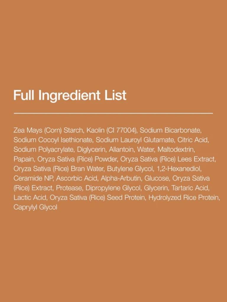Full ingredient list on a brown background