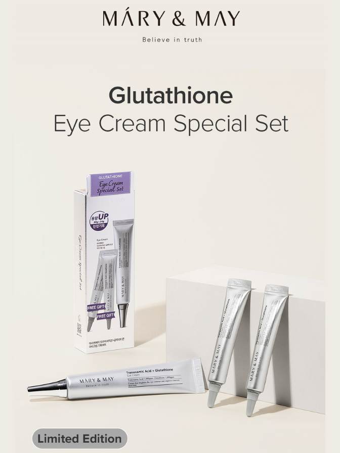 MARY & MAY Glutathione Eye Cream Special Set on a light background