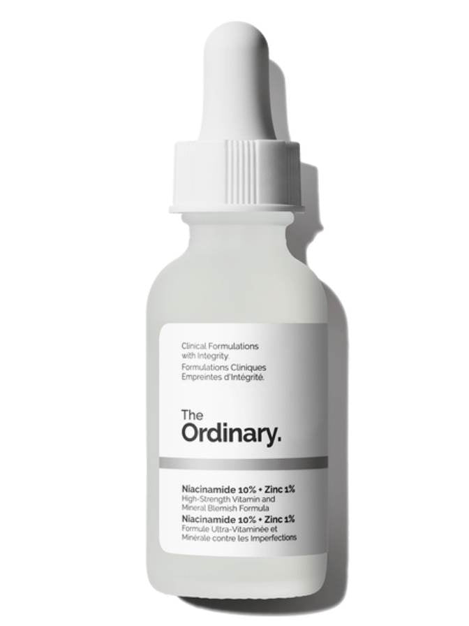 The Ordinary skincare serum bottle on a white background
