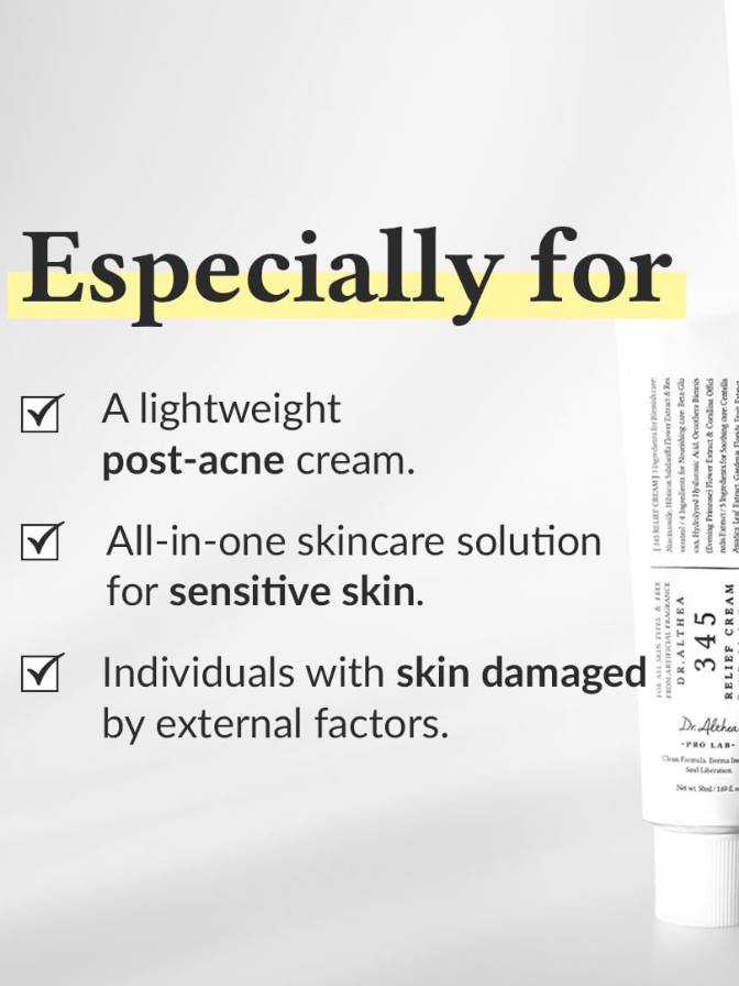 Product label for a skincare cream with text on a white background