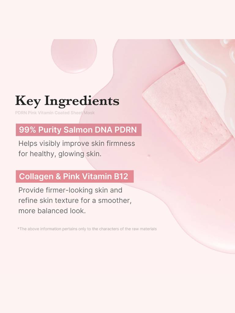 Product packaging with key ingredients listed on a pink background