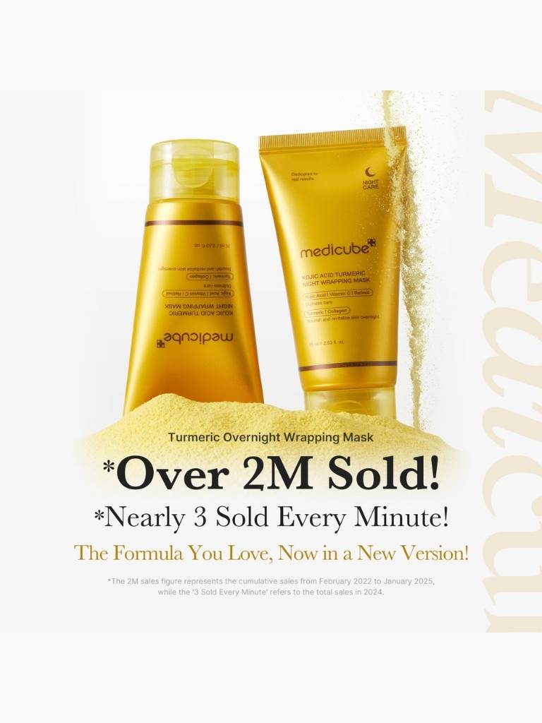 Two yellow bottles with text highlighting sales figures and product details on a white background.
