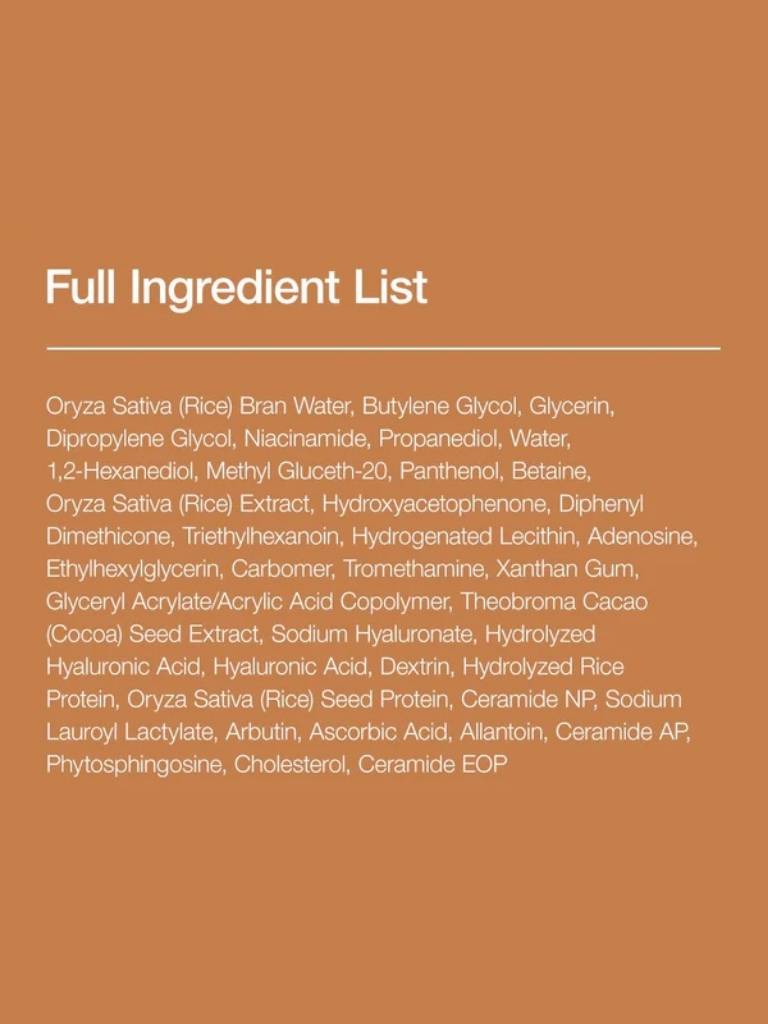 Full ingredient list on a brown background