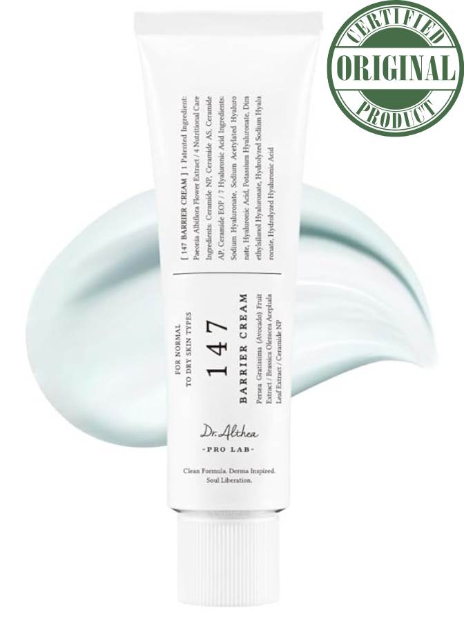 Tube of Dr. Athea 147 Barrier Cream with a 'Certified Original Product' label on a white background