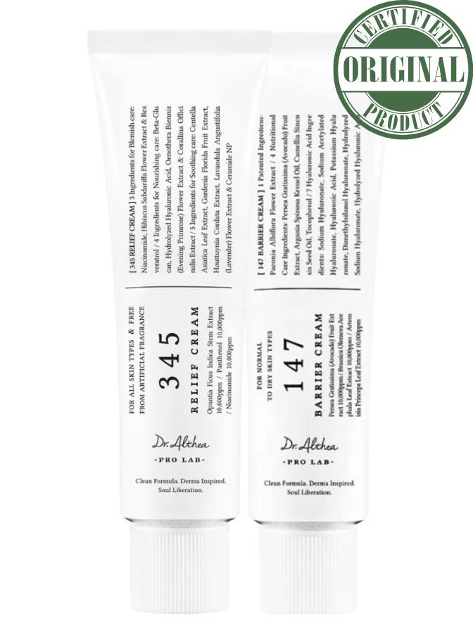 Two Dr. Aethos skincare products with labels on a white background, featuring a 'Certified Original Product' stamp.