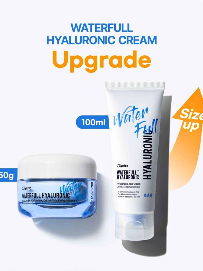 Waterfull Hyaluronic Cream packaging with jar and tube on a white background