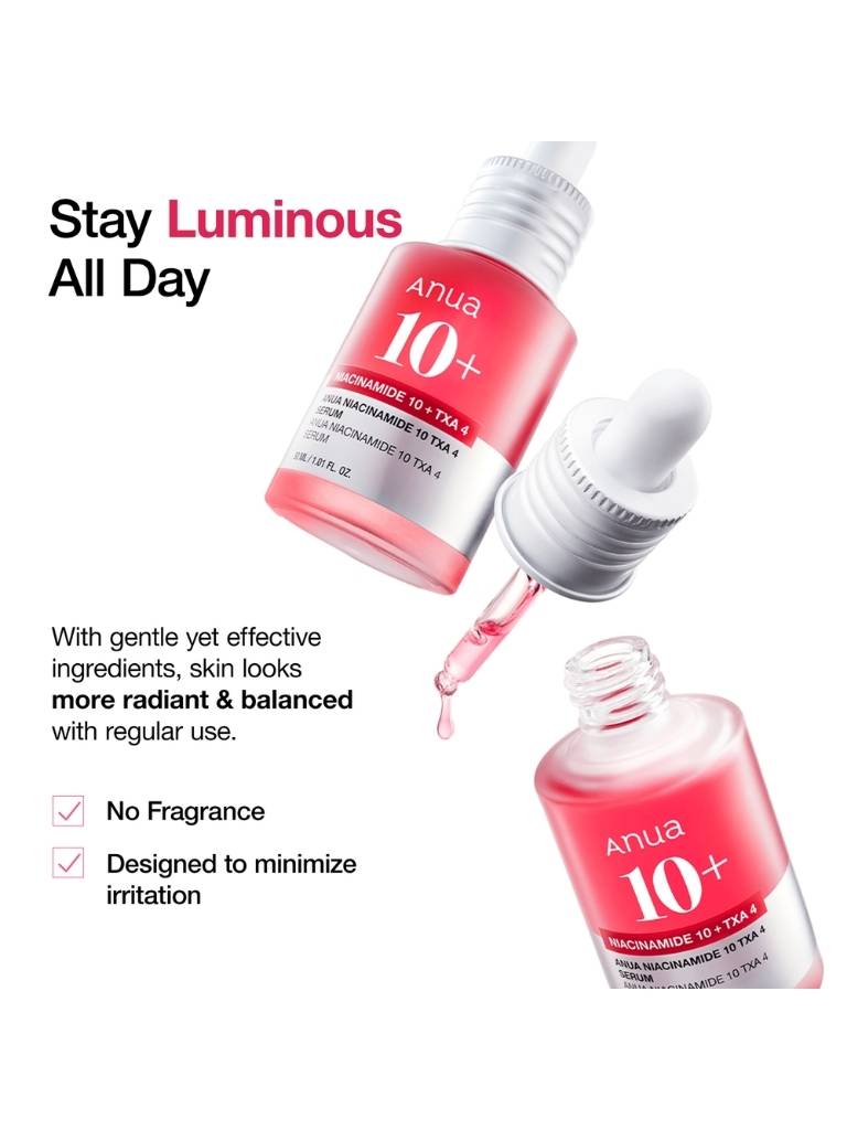 Anua skincare product with dropper on a white background