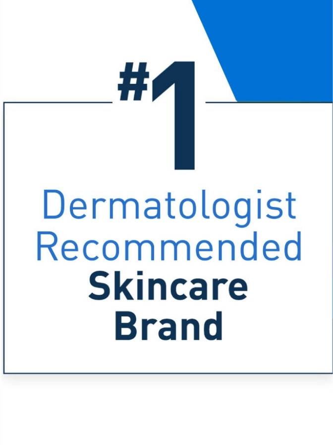 Logo for a skincare brand that is dermatologist recommended, with a blue and white color scheme.