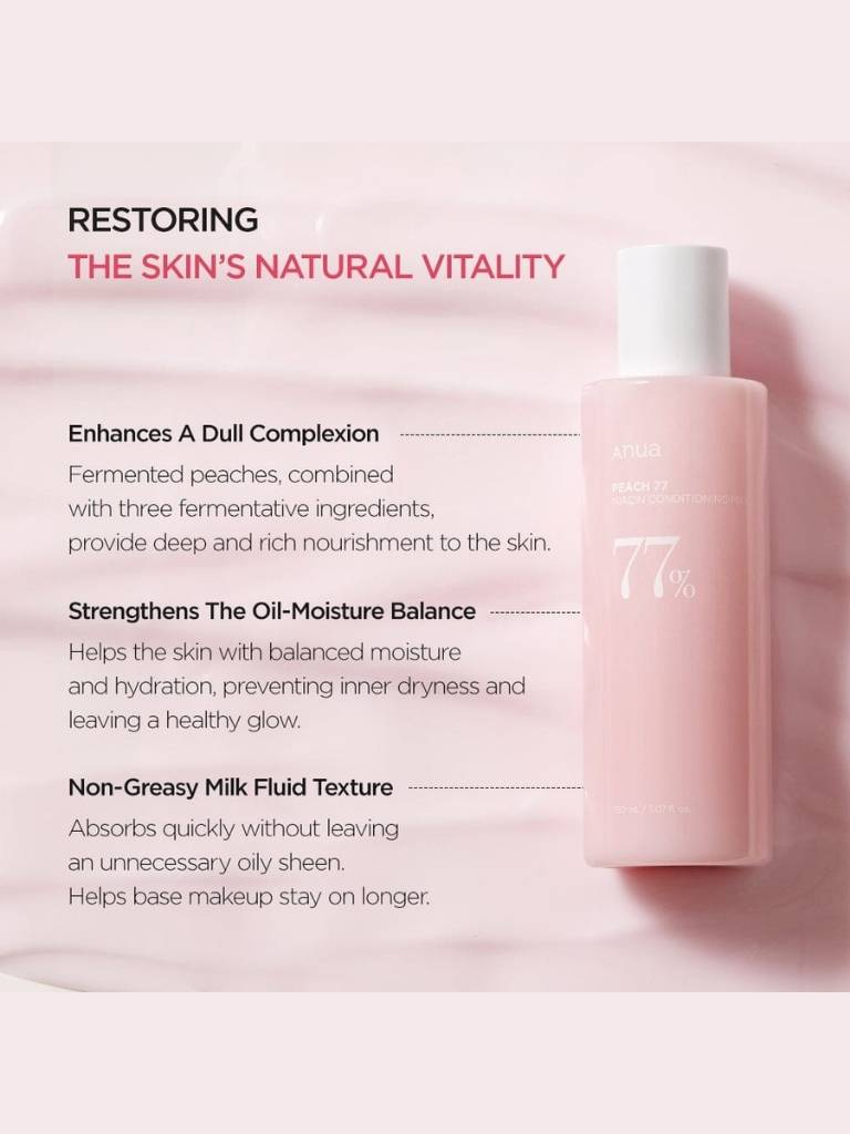 Pink skincare bottle with text on a pink background