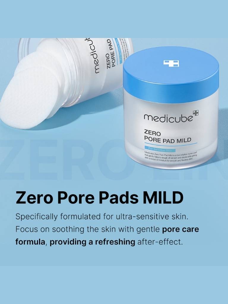 Medicube Zero Pore Pad Mild product on a blue background