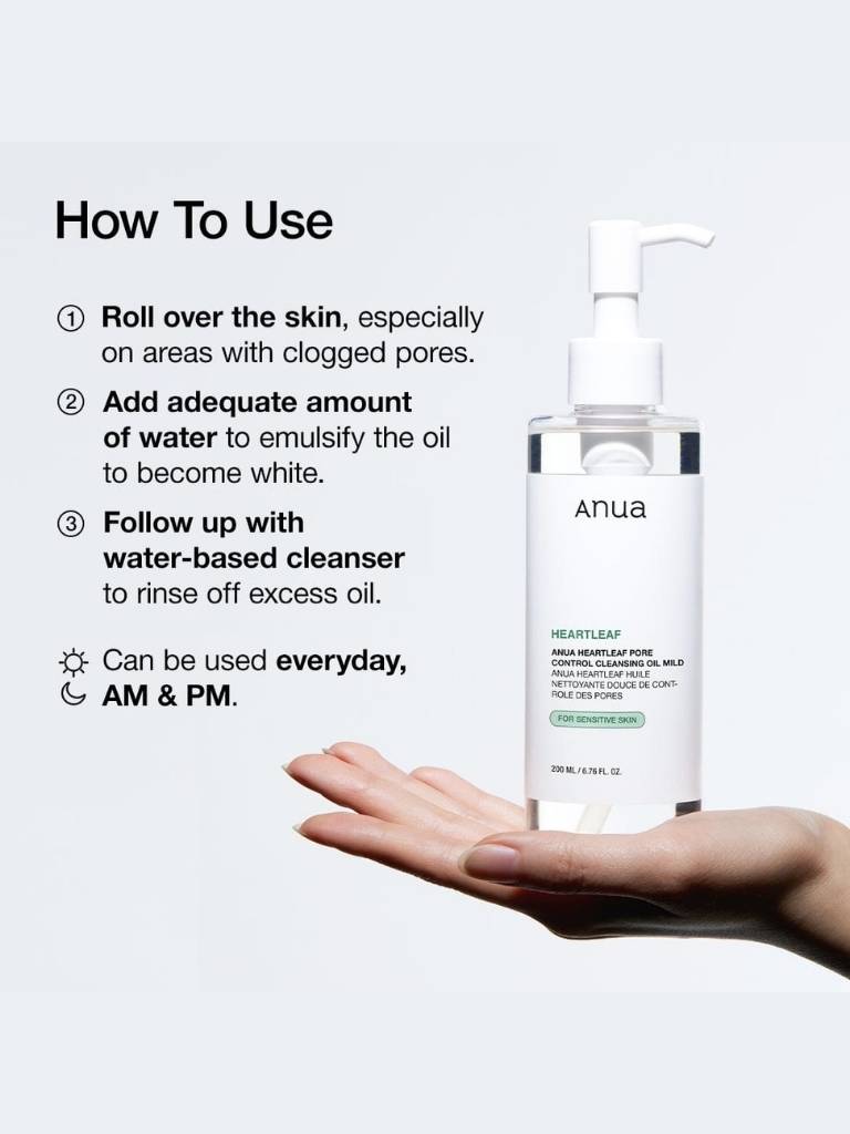 Anua skincare product with usage instructions on a white background
