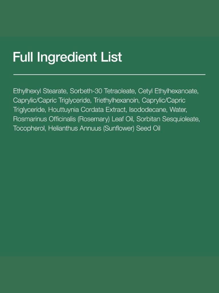 Full ingredient list on a green background