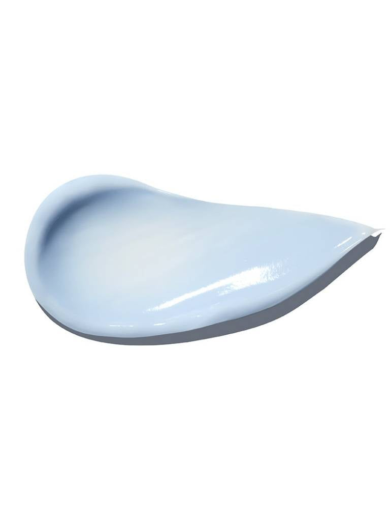 Light blue cream applied on a white background