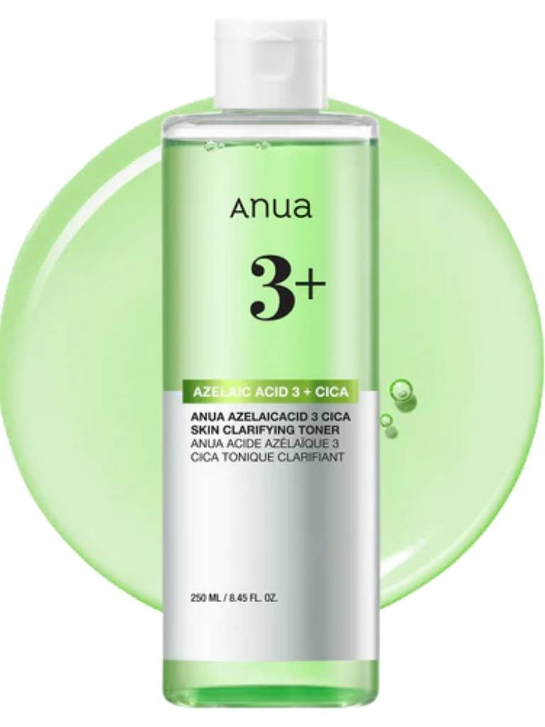 Anua toner bottle with green circular background