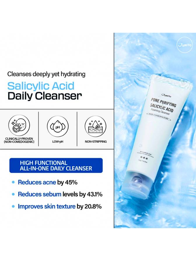 Salicylic Acid Daily Cleanser with product image and features on a white background