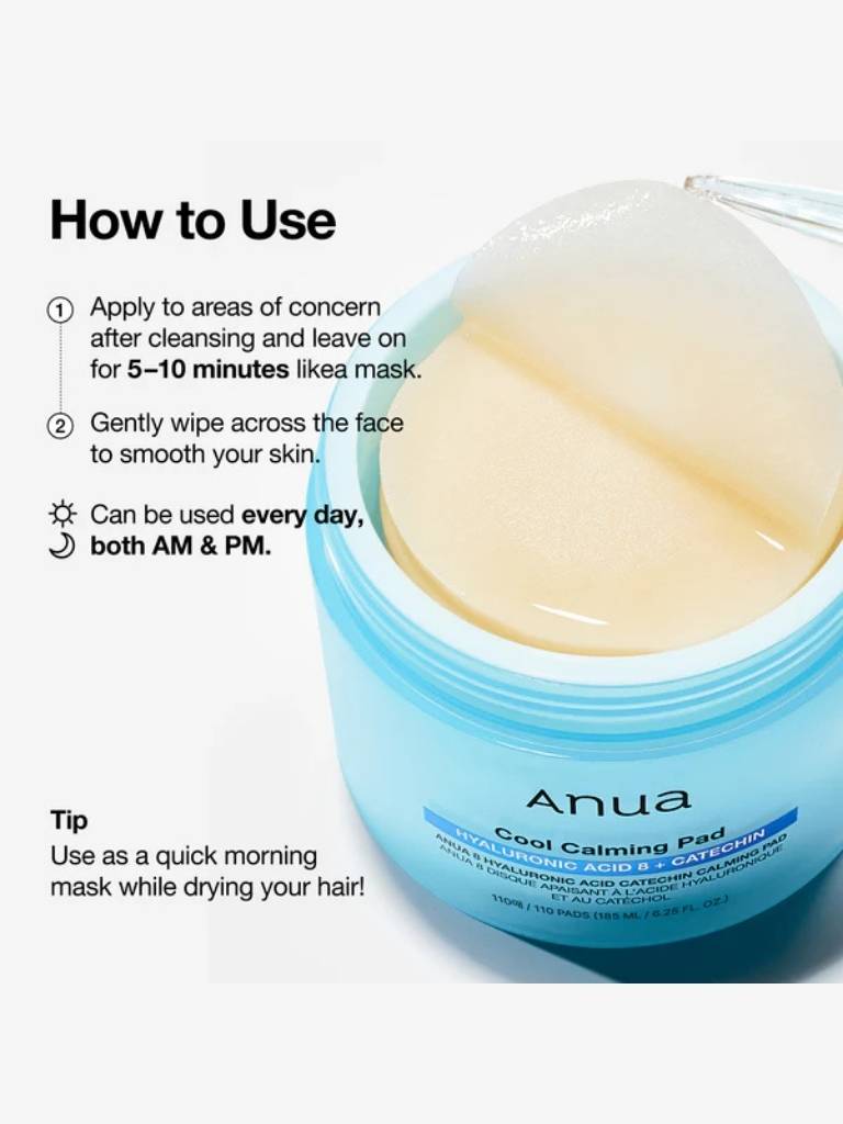 Jar of skincare product with application instructions and brand name 'Anua' on a white background.