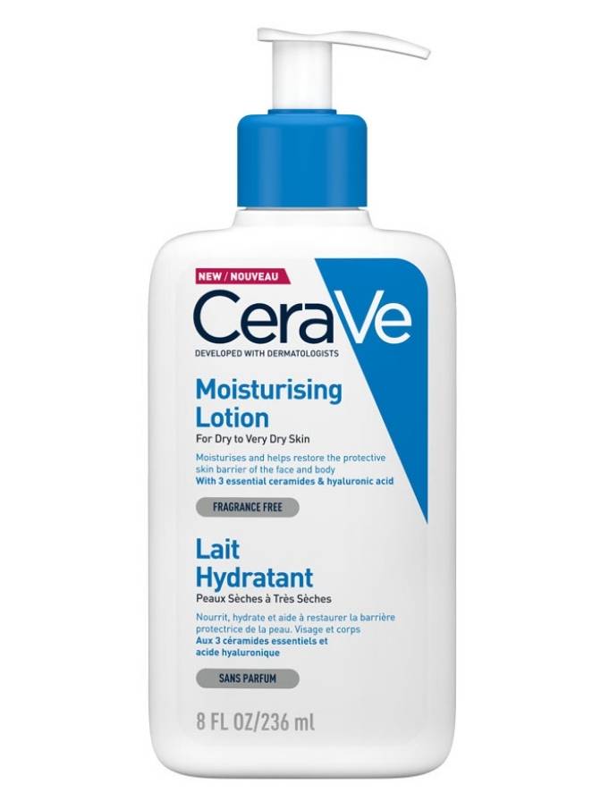 CeraVe moisturizing lotion bottle on a white background