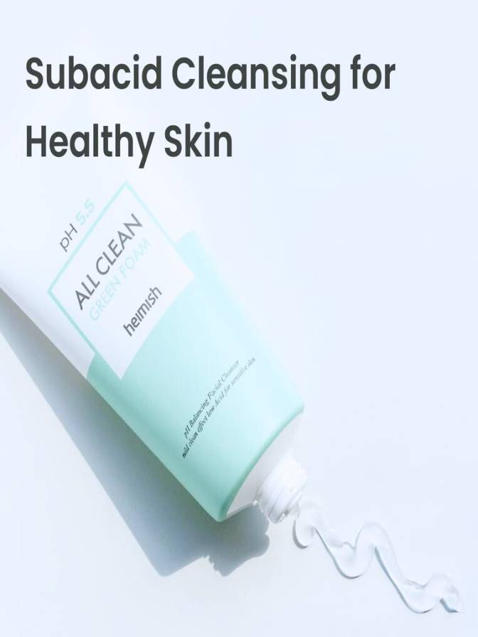 Tube of 'ALL CLEAN' pH bar soap with text 'Subacid Cleansing for Healthy Skin' on a light gray background.