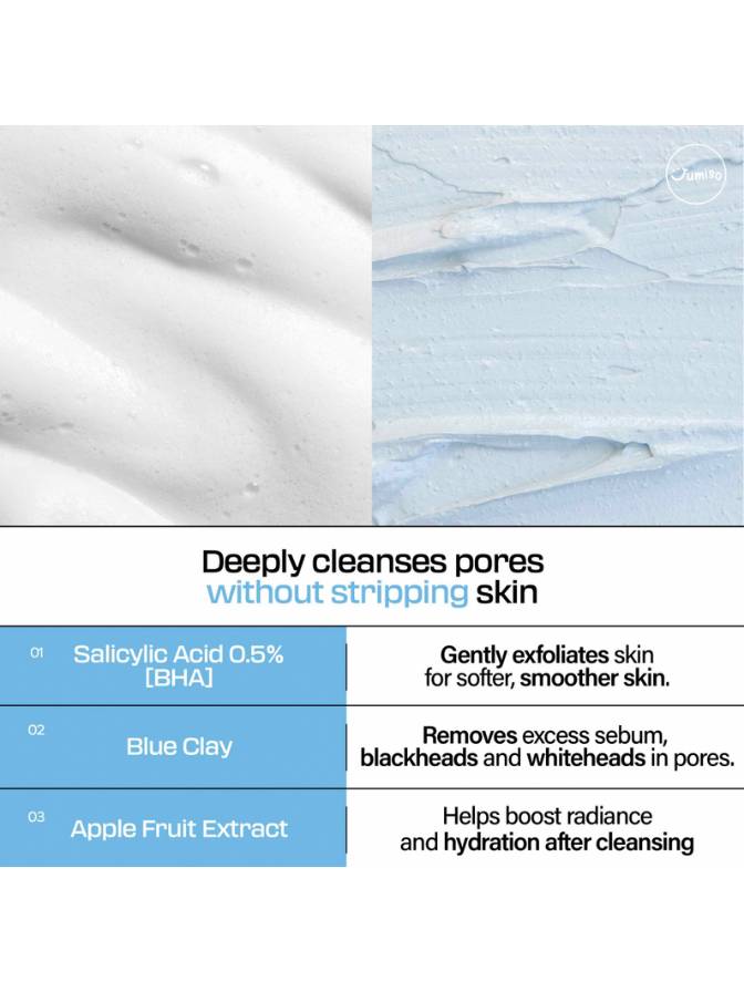 Product packaging with text about pore cleansing benefits and ingredients.