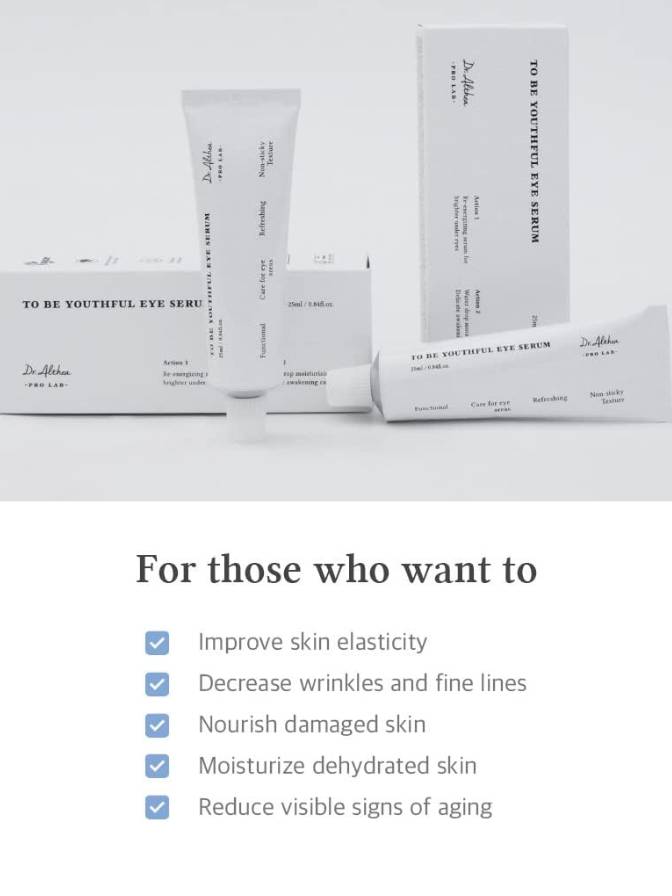Skincare products with text on a white background