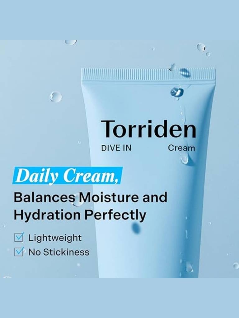 Torriden Daily Cream packaging with text on a blue background