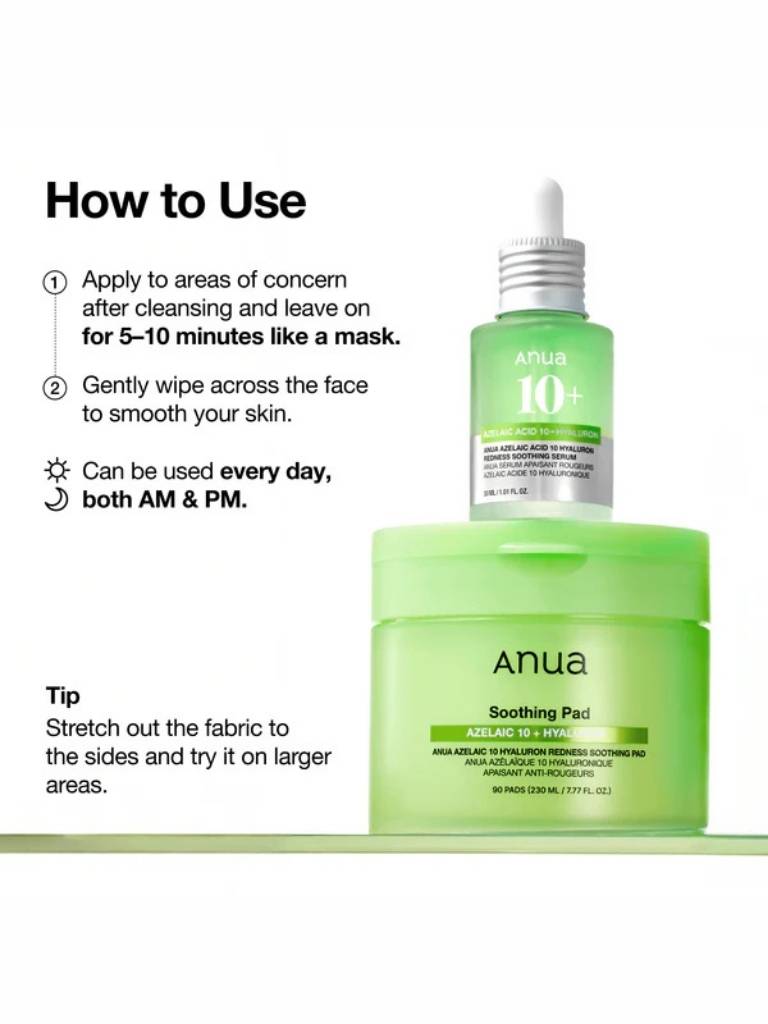 Anua skincare product with instructions on how to use it.