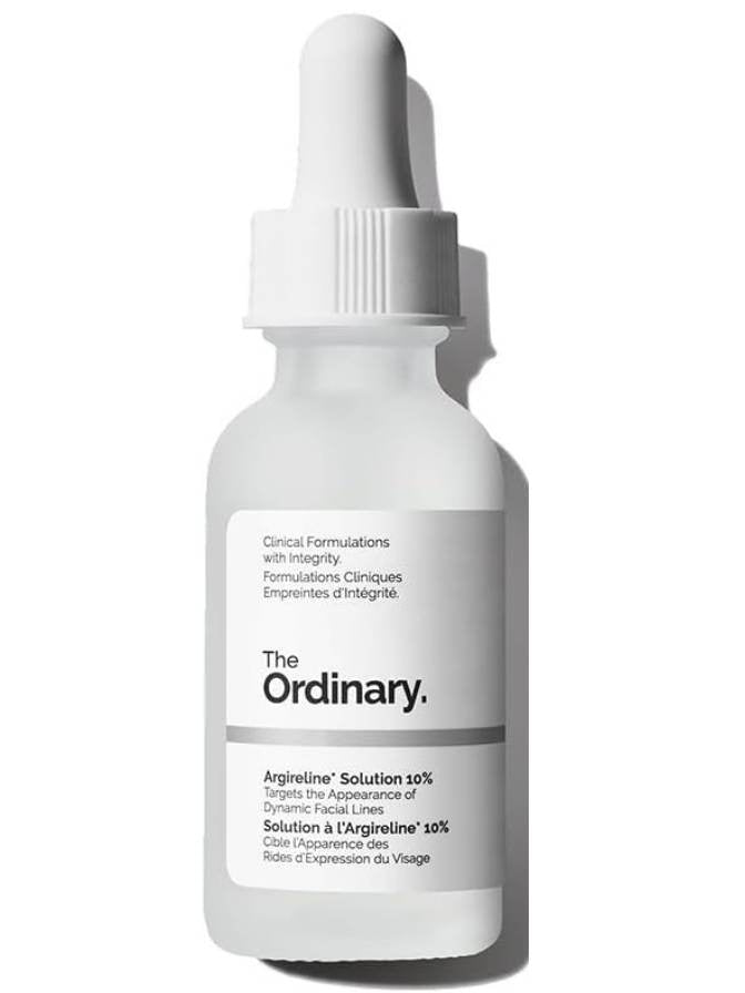 The Ordinary skincare serum bottle with dropper on a white background