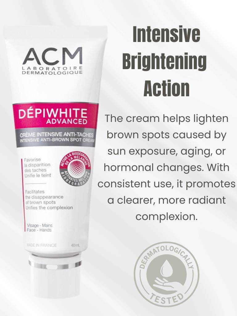 Dermatological cream packaging with text on a white background