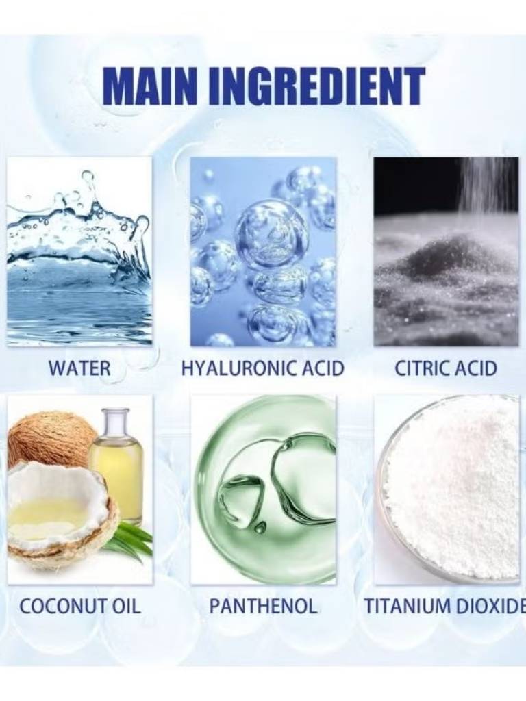 List of main ingredients with corresponding images and labels on a white background
