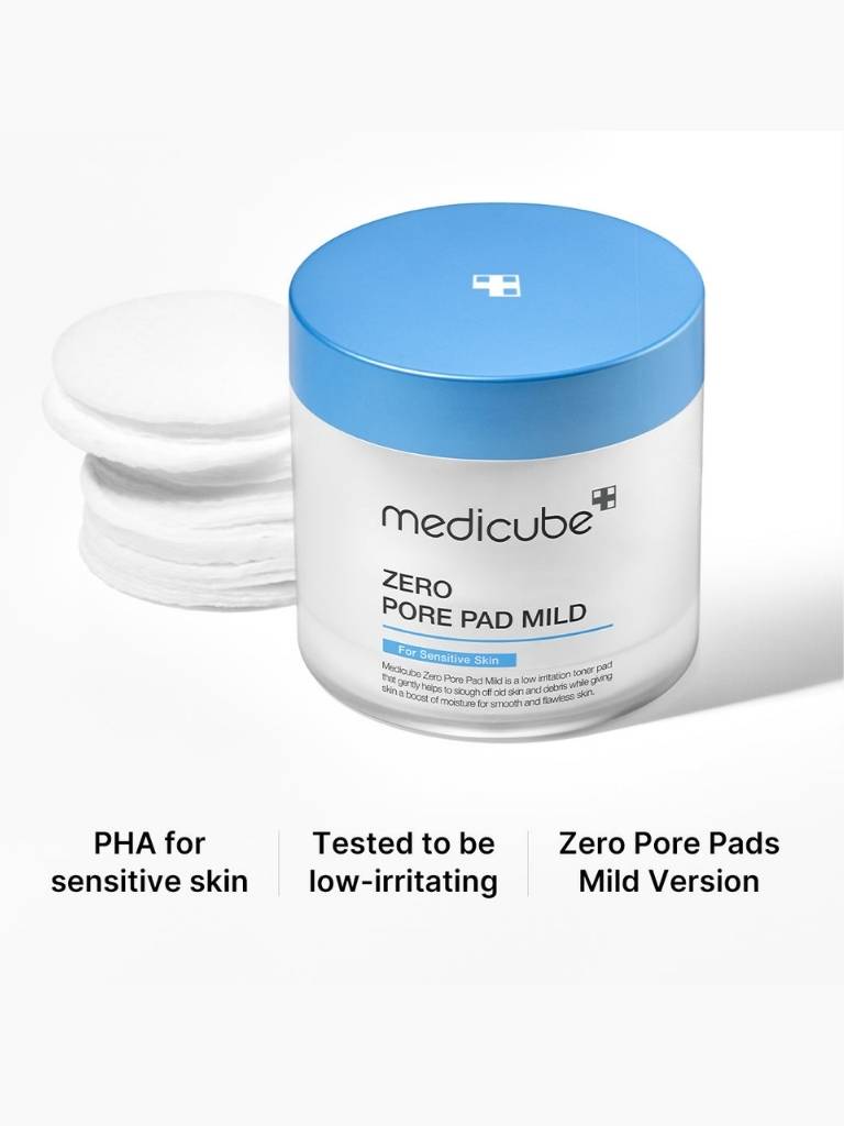 Medicube Zero Pore Pad Mild packaging with white pads on a white background