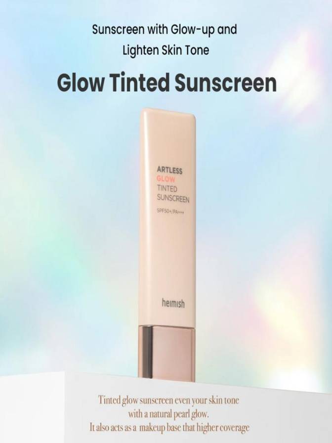 Sunscreen bottle with text on a gradient background