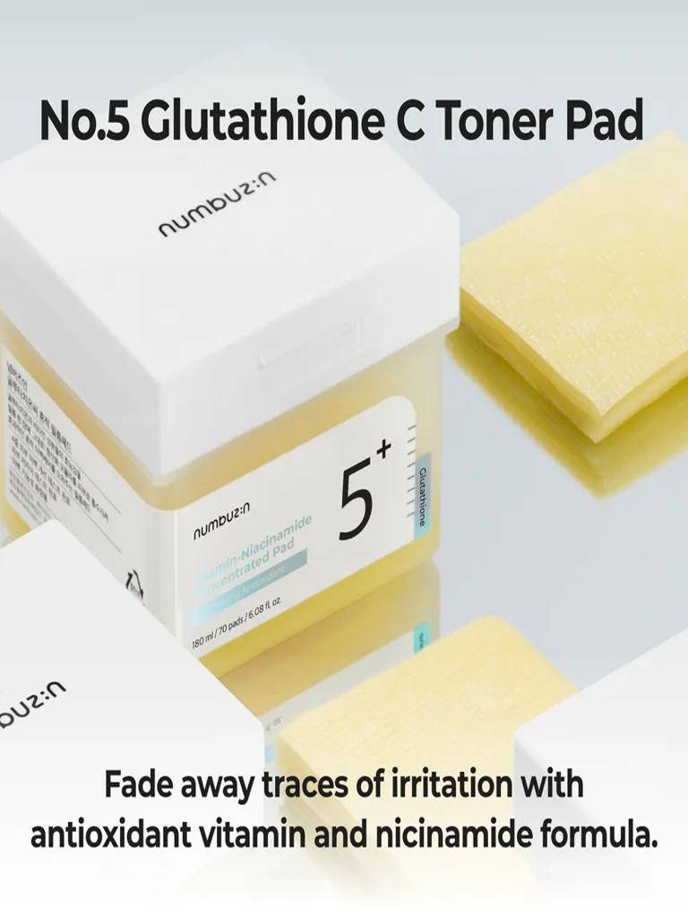Glutathione C Toner Pad packaging with toner pads on a light gray background