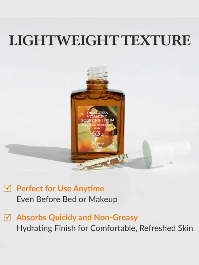 Brown bottle with dropper labeled 'Dakshina' on a white background with text about product features.