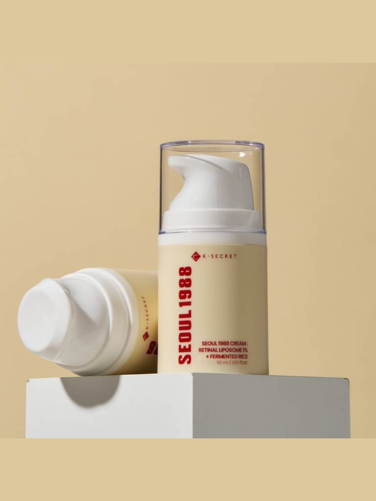Skincare product with 'Seoul 1988' branding on a beige background