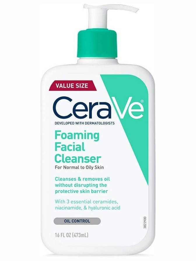 CeraVe Foaming Facial Cleanser bottle on a white background