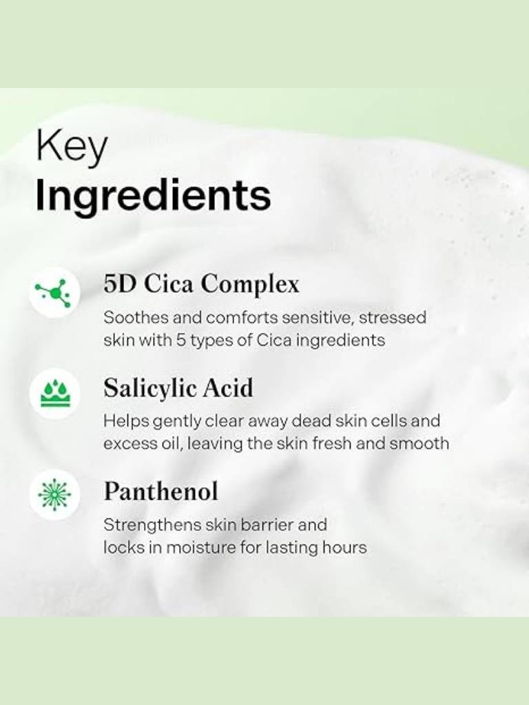 List of key ingredients with icons and descriptions on a white background