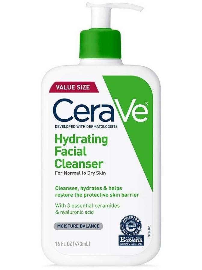 CeraVe Hydrating Facial Cleanser bottle on a white background