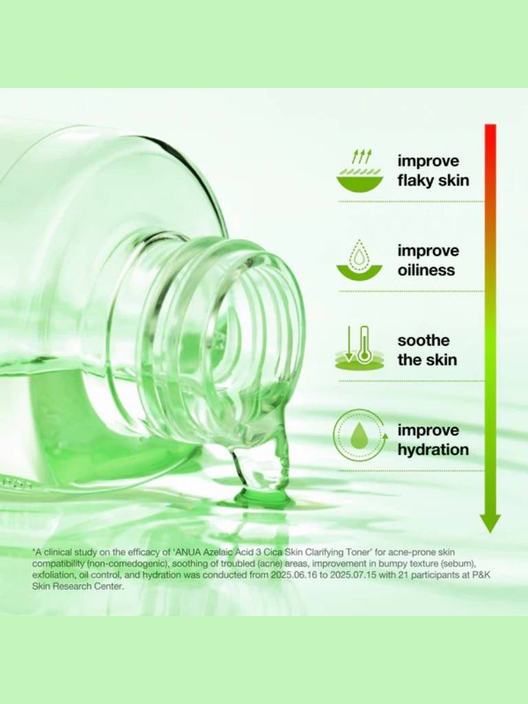 Green skincare product with text on a green background