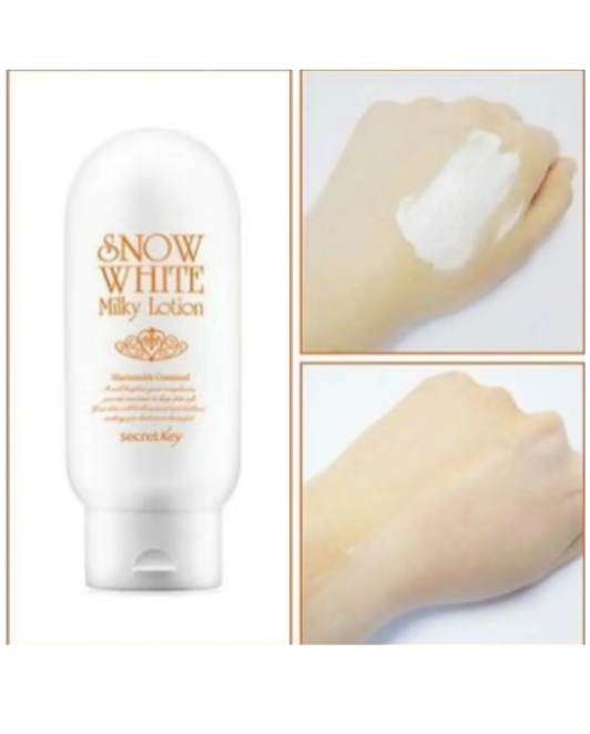 Snow White Milly Lotion with application on hands
