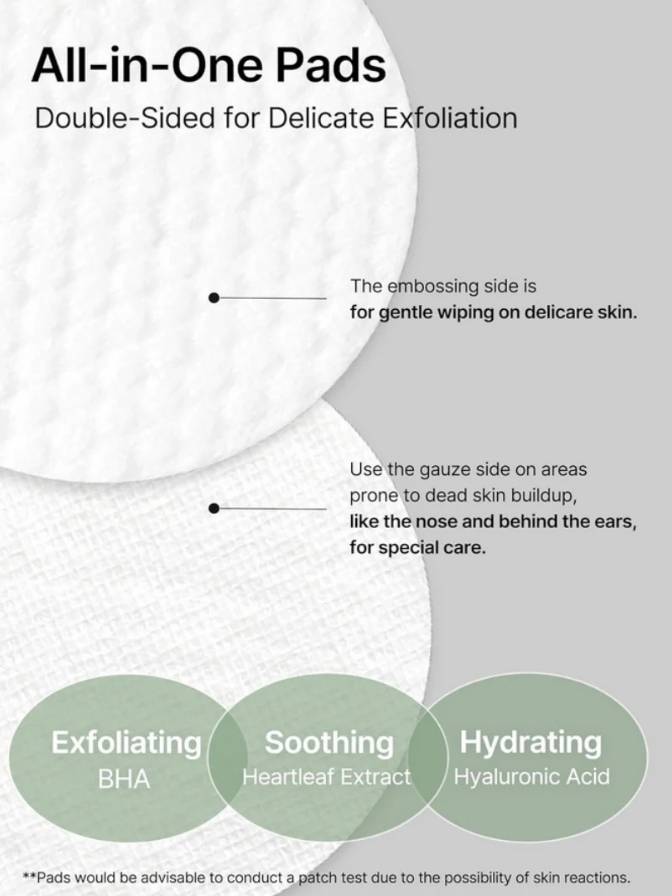 All-in-One Pads with text explaining usage and benefits on a gray background