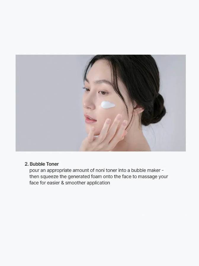 Person applying a skincare product to their face with text on a white background