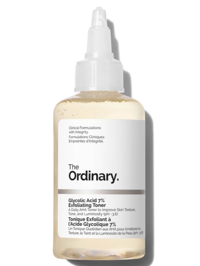Bottle of 'The Ordinary' Glyceric Acid 7% Exfoliating Toner on a white background