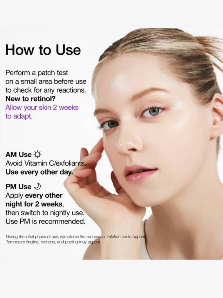 Skincare product usage guide with a woman's face on a white background