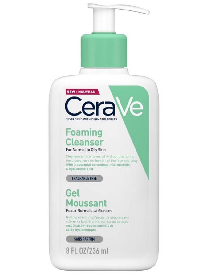 CeraVe Foaming Cleanser bottle on a white background